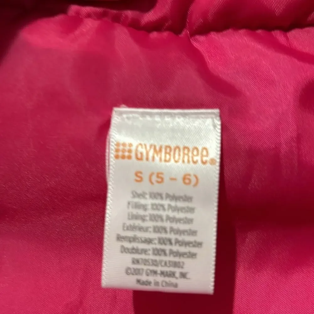 Gymboree S 5/6 navy hot pink white floral puffer vest pockets nwot
